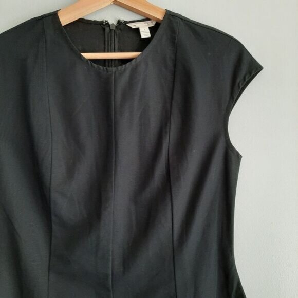 GAP | Cotton Linen Crewneck Cap Sleeve Sheath Knee Length Dress Black 2 Flawed - Picture 4 of 11
